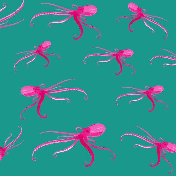 Pink octopus design INDIGO PRAWN