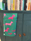 Tea towel - "Oh SO bright" Dashing Dachshunds