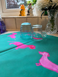 Dachshund tea towel being used