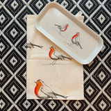 robin tea towel and tray