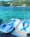 lobster and fish trays by the sea