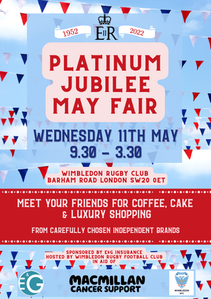 SAVE THE DATE- Popping up in Wimbledon on May 11th