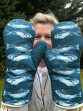 Oven Mitt - Fish in teal