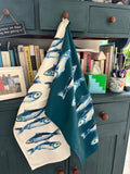 Tea towel - Oh so bright  TEAL Fresh Fish