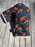 Oven Mitt Small - Prawns on navy!