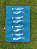 Tea towel - Oh so bright  TEAL Fresh Fish