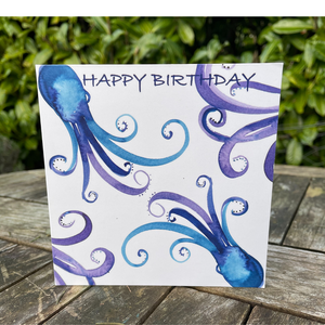 Quirky brilliant ocotpus Happy Birthday greetings cards pack of 3