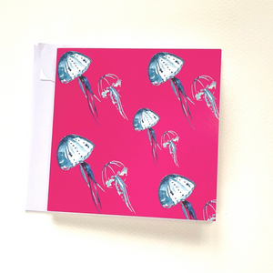 Quirky, brilliant Pink Jellyfish greetings card