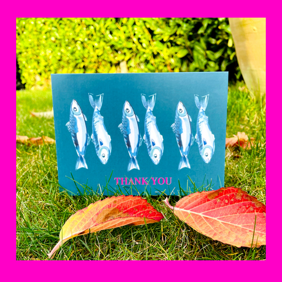 Fish thank you card in teal