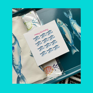 Birthday bundle of fish tray.birthday card and wrapping