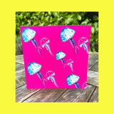 Quirky, brilliant Pink Jellyfish greetings card